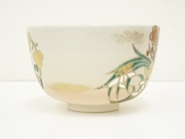 道具 ] - 道具 京焼 橋本紫雲造 仁清写色絵四君子茶碗（共箱